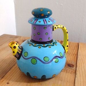 Hand Painted Large Ceramic Polka Dot Tea Pot